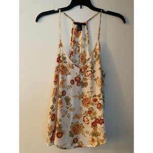 Floral forever 21 tank top with split back, size small